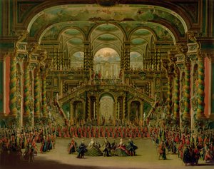 Un baile en un palacio barroco rococó